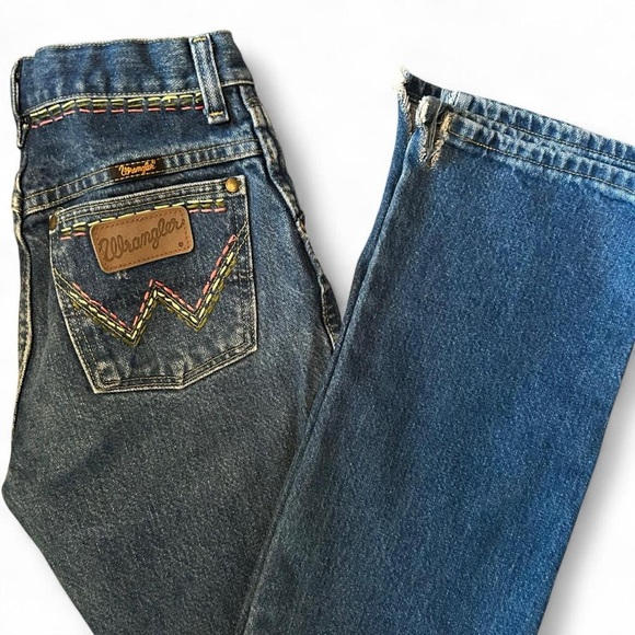 One-of-a-Kind Hand-Stitched Wrangler Embroidered Jeans | Girls 16 - Picture 1 of 9